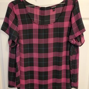 Torrid Pink and Black Plaid Women's Top